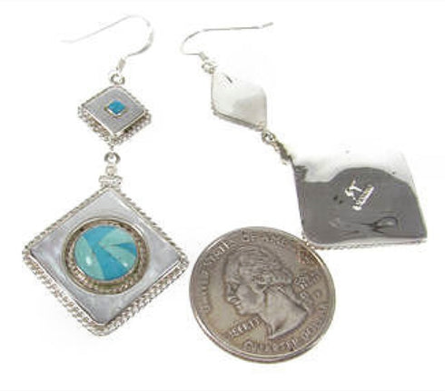 Sterling Silver Turquoise Mother of Pearl Earrings PS62151